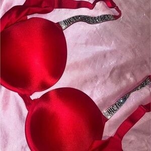 Victoria's Secret Red Bra with Sparkling Straps